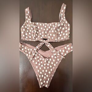 Abercrombie & Fitch Polka Dot Bikini Set Brown White Size Large